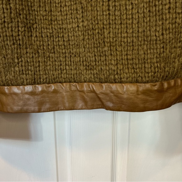 Vanessa Bruno Merino Wool Blend Faux Fur Collar Knit Brown Sweater Coat - Picture 7 of 12